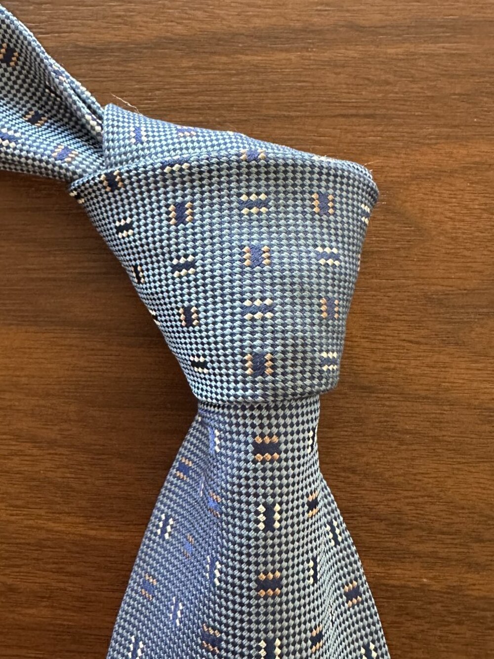 Ermenegildo Zegna Gray Blue Geometric Silk Tie